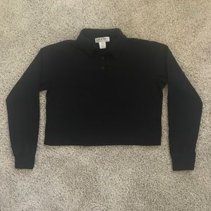 Cropped Black Collared Shirt